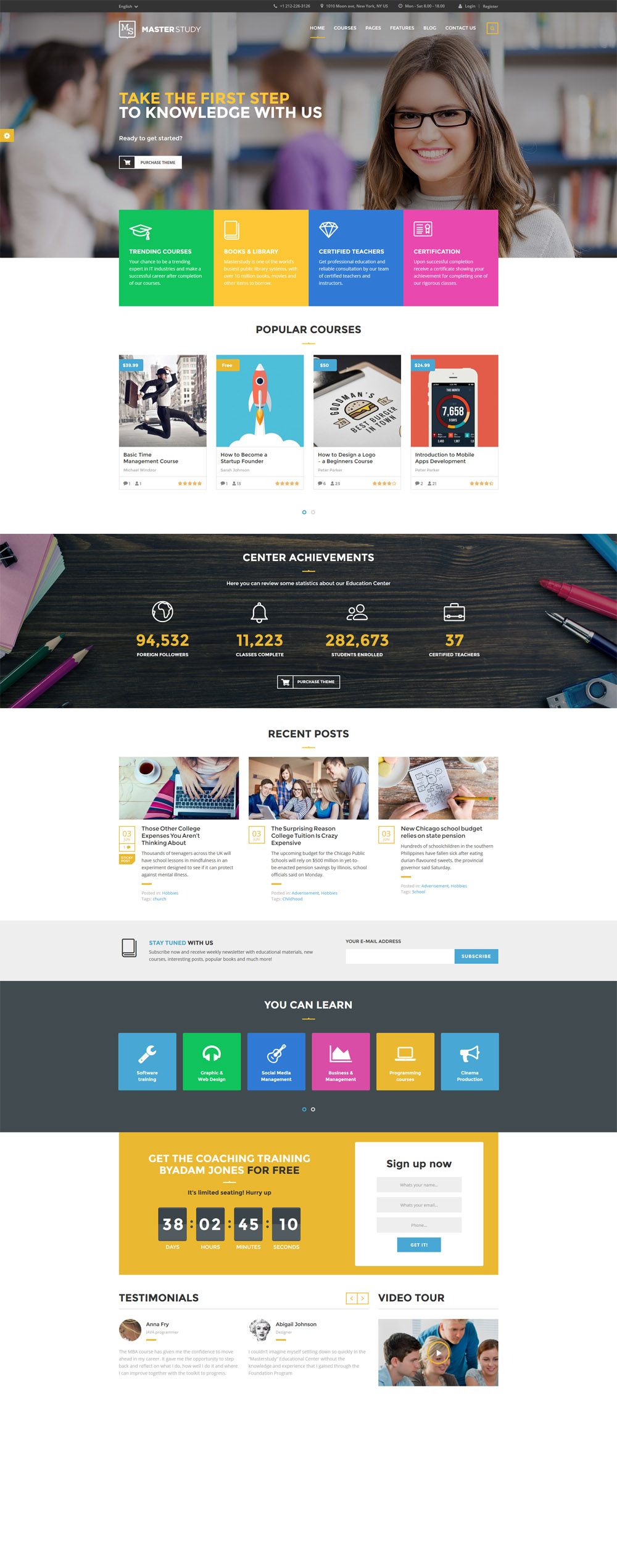 Master Study Responsive Website Theme